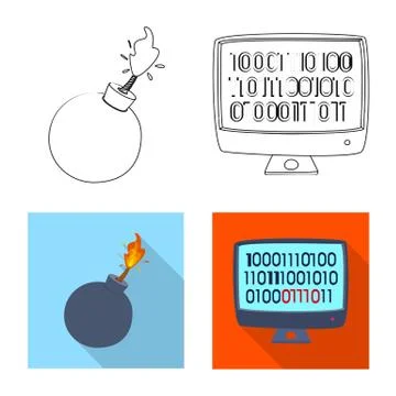 Vector illustration of virus and secure symbol. Collection of virus and cyber イラスト素材