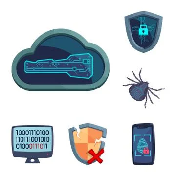 Vector illustration of virus and secure logo. Collection of virus and cyber Stock Illustration