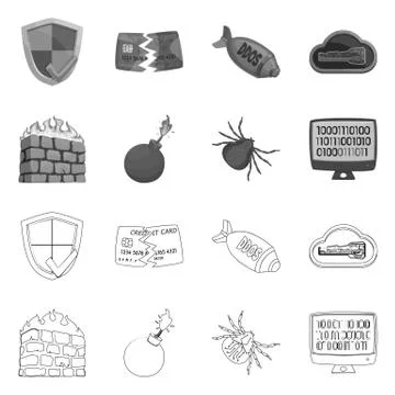 Vector illustration of virus and secure logo. Collection of virus and cyber イラスト素材