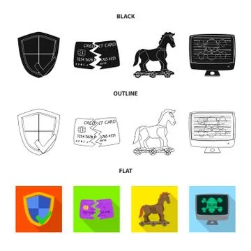 Vector illustration of virus and secure sign. Collection of virus and cyber Stock-Illustration