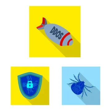 Vector illustration of virus and secure icon. Collection of virus and cyber Stock Illustration