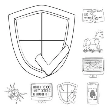 Vector illustration of virus and secure icon. Collection of virus and cyber イラスト素材