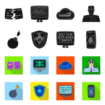 Vector illustration of virus and secure logo. Collection of virus and cyber Stock-Illustration