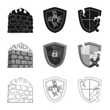 Vector illustration of virus and secure icon. Collection of virus and cyber Stock Illustration