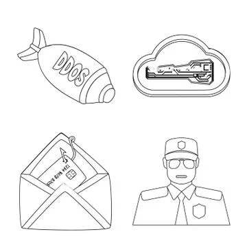 Vector illustration of virus and secure sign. Set of virus and cyber stock Stock-Illustration