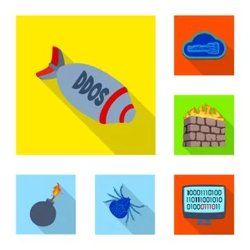 Vector illustration of virus and secure icon. Set of virus and cyber stock イラスト素材