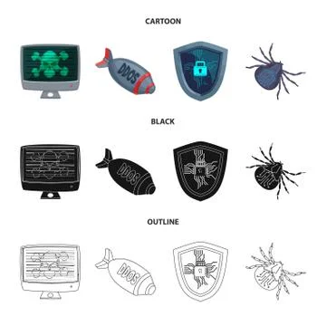 Vector illustration of virus and secure icon. Collection of virus and cyber Stock Illustration