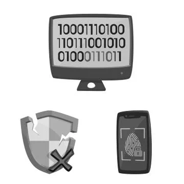 Vector illustration of virus and secure sign. Set of virus and cyber vector icon イラスト素材