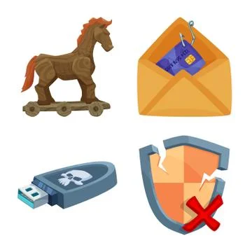 Vector illustration of virus and secure sign. Collection of virus and cyber Illustrazione stock