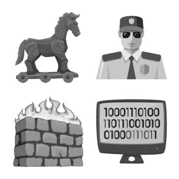 Vector illustration of virus and secure symbol. Collection of virus and cyber イラスト素材
