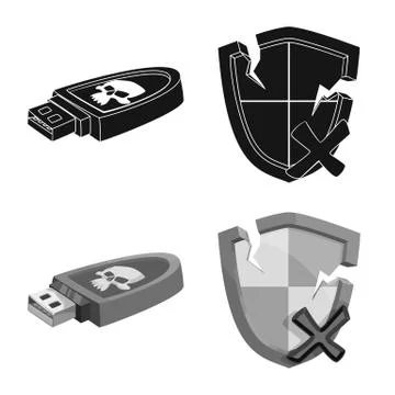 Vector illustration of virus and secure logo. Collection of virus and cyber Stock-Illustration