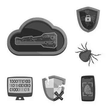 Vector illustration of virus and secure icon. Collection of virus and cyber イラスト素材