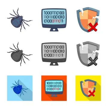 Vector illustration of virus and secure symbol. Collection of virus and cyber イラスト素材