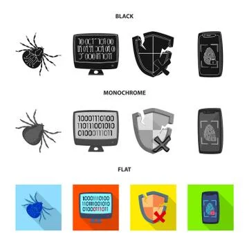 Vector illustration of virus and secure icon. Set of virus and cyber stock イラスト素材