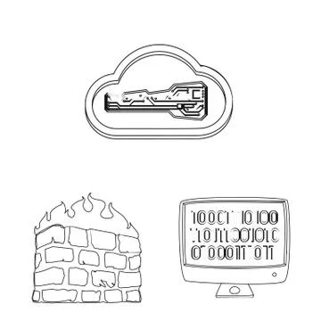 Vector illustration of virus and secure symbol. Collection of virus and cyber イラスト素材