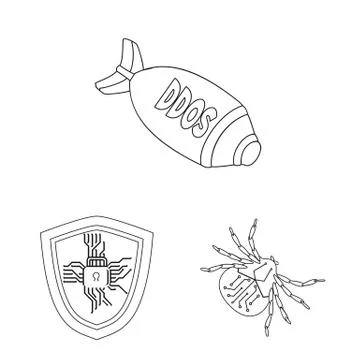 Vector illustration of virus and secure logo. Collection of virus and cyber Stock Illustration