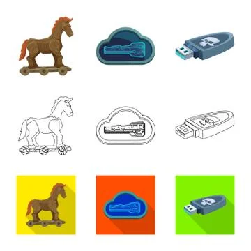 Vector illustration of virus and secure logo. Collection of virus and cyber 스톡 일러스트