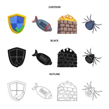 Vector illustration of virus and secure sign. Collection of virus and cyber Stock Illustration