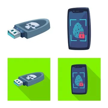 Vector illustration of virus and secure icon. Set of virus and cyber vector icon Stock Illustration