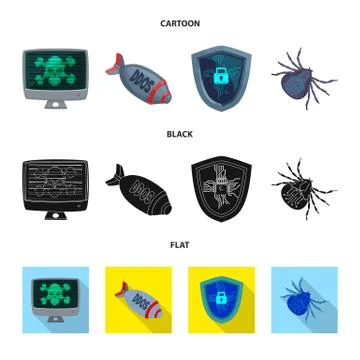 Vector illustration of virus and secure icon. Collection of virus and cyber Stock Illustration