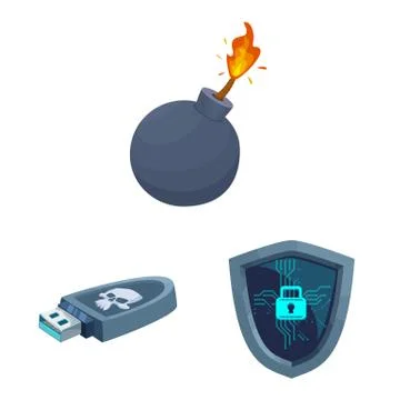 Vector illustration of virus and secure icon. Collection of virus and cyber Stock-Illustration
