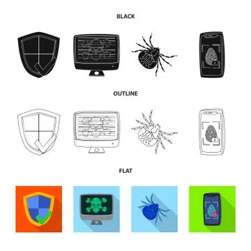 Vector illustration of virus and secure icon. Set of virus and cyber stock イラスト素材