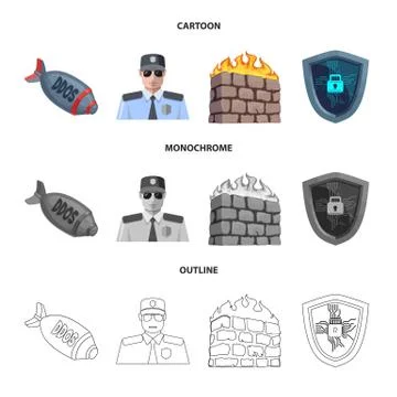 Vector illustration of virus and secure logo. Collection of virus and cyber 스톡 일러스트