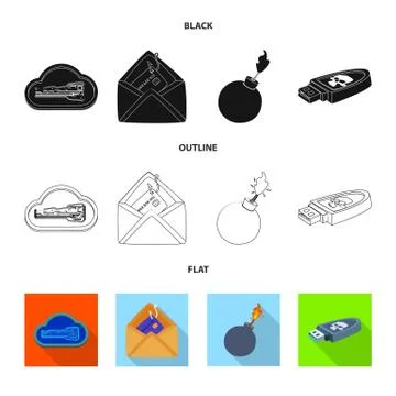 Vector illustration of virus and secure icon. Set of virus and cyber vector icon 스톡 일러스트