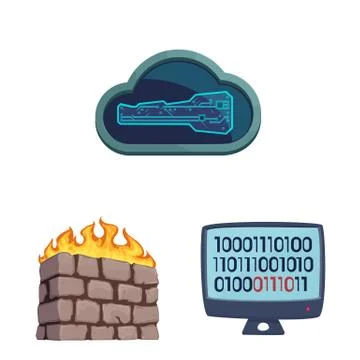 Vector illustration of virus and secure sign. Set of virus and cyber stock イラスト素材