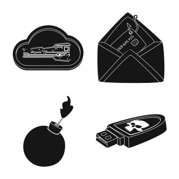 Vector illustration of virus and secure logo. Collection of virus and cyber Stock Illustration