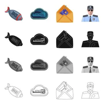 Vector illustration of virus and secure icon. Set of virus and cyber vector icon 스톡 일러스트