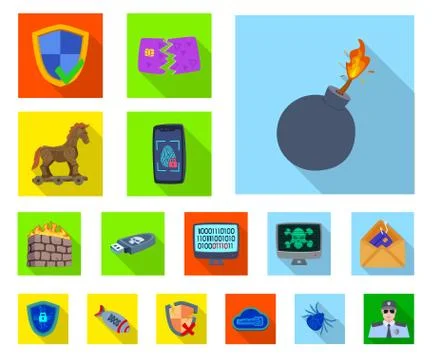 Vector illustration of virus and secure sign. Collection of virus and cyber イラスト素材