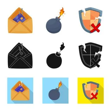 Vector illustration of virus and secure logo. Set of virus and cyber stock 스톡 일러스트