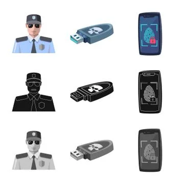 Vector illustration of virus and secure icon. Collection of virus and cyber Stockillustratie