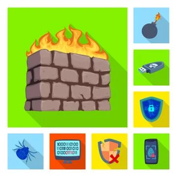 Vector illustration of virus and secure icon. Set of virus and cyber vector icon Illustrazione stock