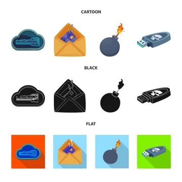 Vector illustration of virus and secure sign. Set of virus and cyber vector icon Stock Illustration