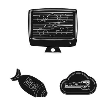 Vector illustration of virus and secure logo. Set of virus and cyber vector icon イラスト素材