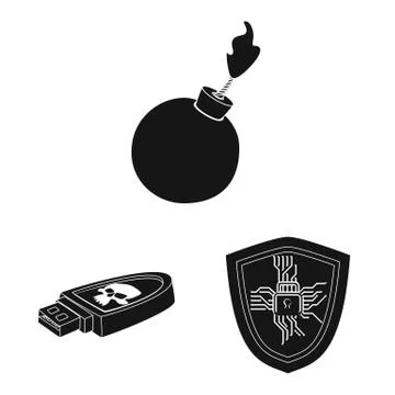 Vector illustration of virus and secure logo. Set of virus and cyber vector icon 스톡 일러스트