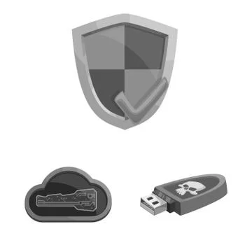 Vector illustration of virus and secure symbol. Set of virus and cyber stock イラスト素材