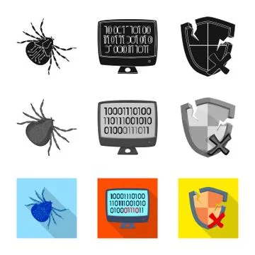 Vector illustration of virus and secure symbol. Collection of virus and cyber イラスト素材