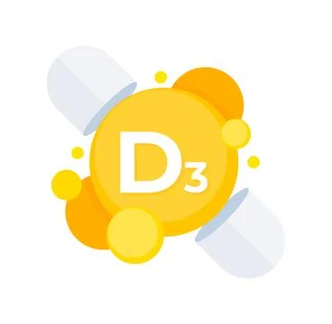 Vector illustration of vitamin D3 supplements for health and nutrition awareness Stock Illustration