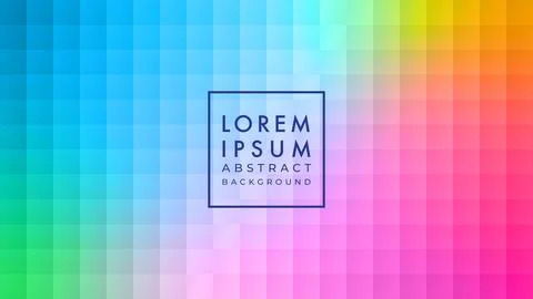 Vector illustration of vivid rainbow gradient tile square pattern. Multicol.. Stock Illustration