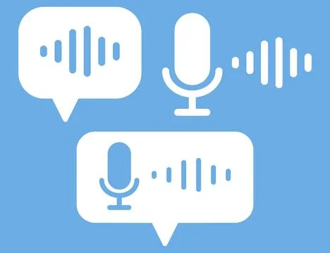 Vector illustration of voice message icons including microphone, waveform, an Stockillustratie