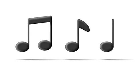 Vector illustration of volume 3d musical notes on white background Illustrazione stock