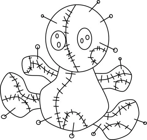 Vector illustration of a voodoo doll with needles Stock Illustration