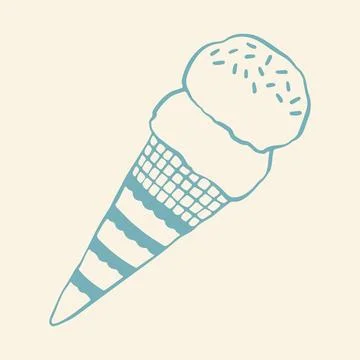 Vector illustration of a waffle cone with two large scoops of ice cream topped Stock Illustration
