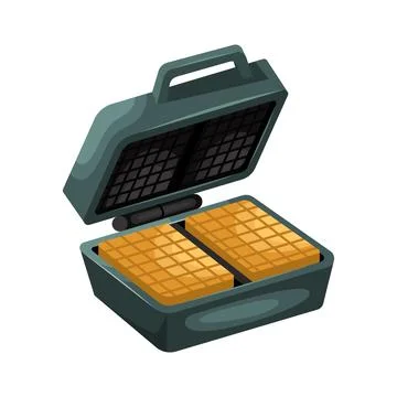 Vector illustration of a waffle iron for rectangular Belgian waffles. Stock Illustration