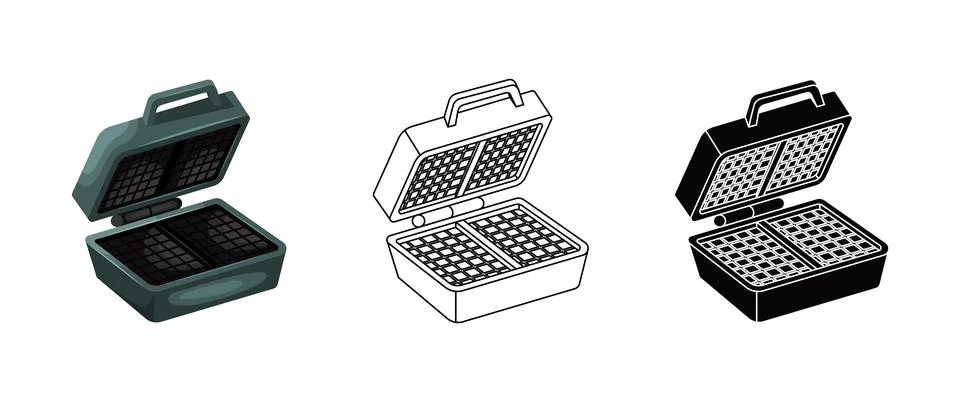 Vector illustration of a waffle iron for rectangular Belgian waffles. Flat an イラスト素材
