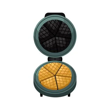 Vector illustration of a waffle iron for round Belgian waffles. Stock Illustration