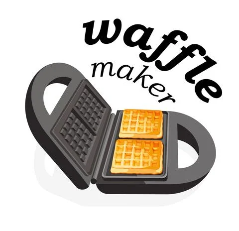 Vector illustration of a waffle iron for web design on a white background wit Ilustración de archivo